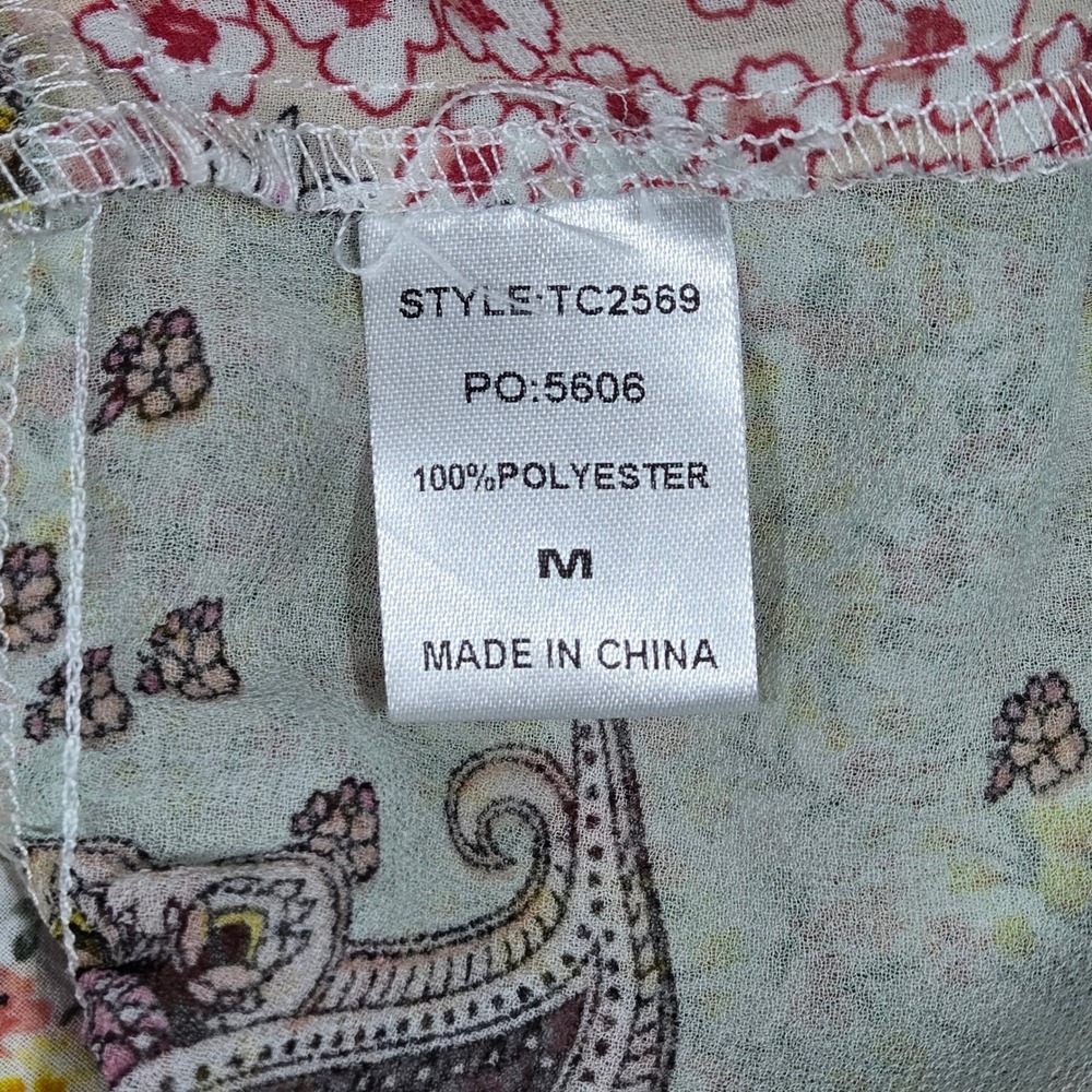 Gigio USA Patchwork Paisley Floral Button Down Sheer Tunic Shirt TC2569 Medium - Picture 5 of 9